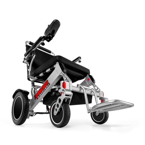 Porto Mobility Ranger Discovery Lightweight Foldable Weatherproof Exclusive Electric Wheelchair, Portable, Brushless Powerful Motors, Dual Battery, All Terrain (Silver, Standard)