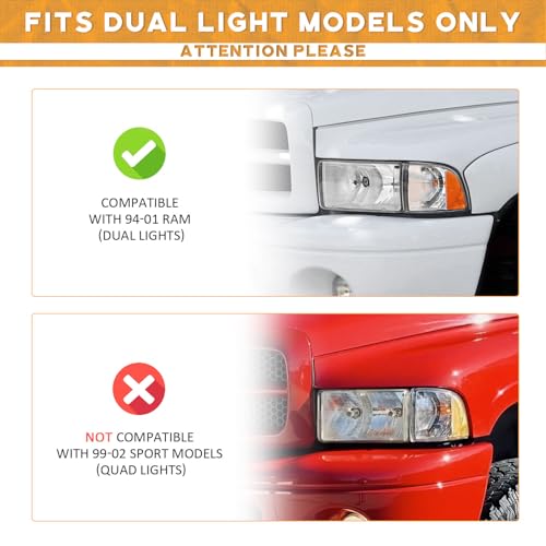WEELMOTO Chrome Headlights with Corner Light for 1994-2001 Dodge Ram by WEELMOTO - Used condition - Image 2