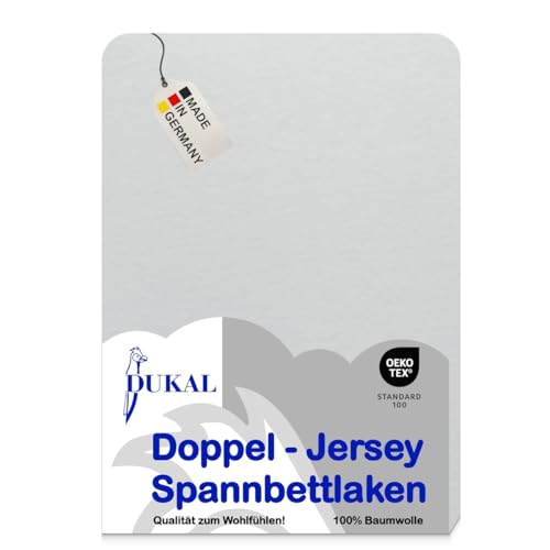 Dukal | Spannbettlaken für Familienbett | 270x200 | aus hochwertigem DOPPEL-Jersey | 100% Baumwolle | Farbe: grau