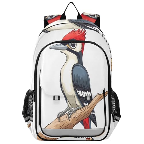 Cartoon Woodpecker Bird Backpack Girls Boys Elementary School Bags Bookbags Laptop Backpack Travel Daypack Safe Reflective Stripes