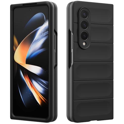 Silicone Case for Samsung Galaxy Z Fold 4, Silky-Hard Touch Cover, Anti-Scratch Phone Case, Shockproof Full Body Protective Case with Camera Protection (Black)