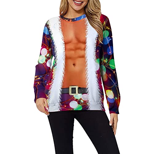 Womens sweater 3D print original haut col rond coupe ample pour l'automne