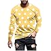 Mens Crew Neck Long Sleeve Tee Shirts Polka Dots T-Shirt Fashion Solid Color Basic Pullover Fall Casual Vintage Tops Yellow