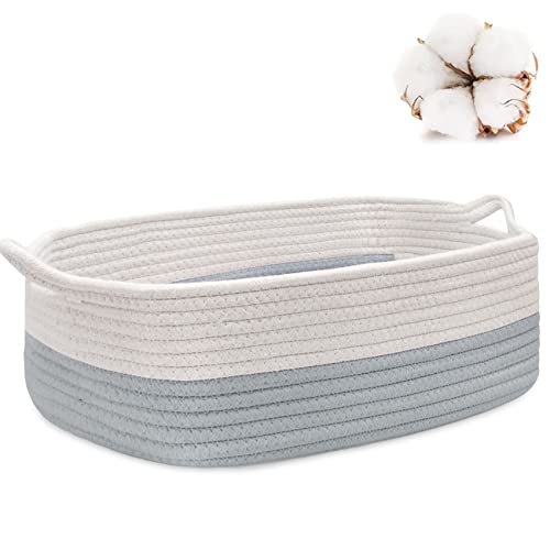 Abenkle Rope Storage Basket, Cotton Woven Dog Cat Toy Bin, Cube Basket With Handle, Decorative Shelves Closet Organizing For Nursery, Empty Gift Basket Easter Baskets #TOP13