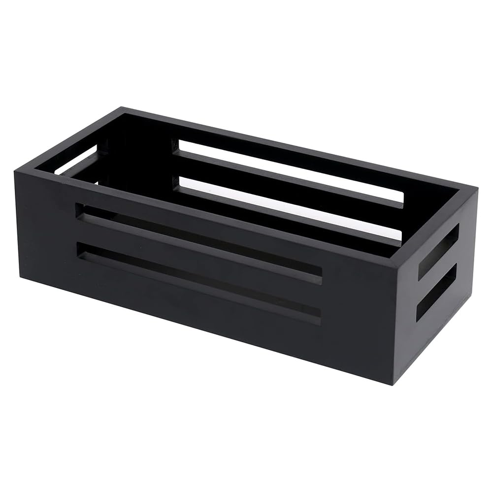 CTRLZS Black Decor Box Bathroom Toilet Tank Basket Topper,Wood Bathroom Baskets,Back of Toilet Storage Basket
