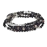 Scout Curated Wears - Women's Stone Wrap Bracelet & Necklace - Black Network Agate/Silver - Stone of Inner Stability