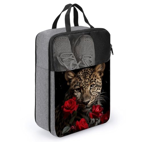 Sac à chaussures imprimé léopard rose au design élégant et raffiné