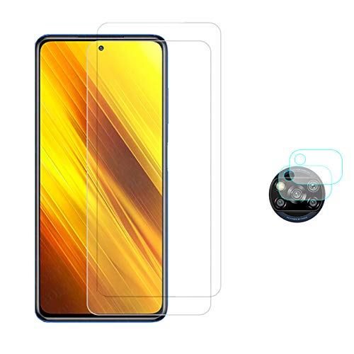 Screen Protector Tempered Glass For Xiaomi Poco X3 NFC,Camera Lens Protector Film For Xiaomi Poco X3,[2 Screen Protector+2 Camera Protector ] Set