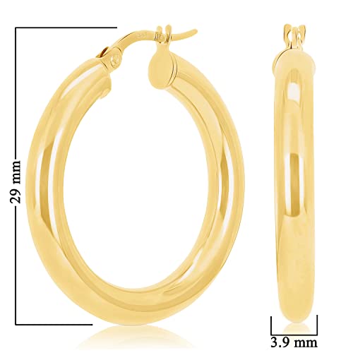Image of Italian 14k Yellow Gold High Polished Round Hoop Earrings