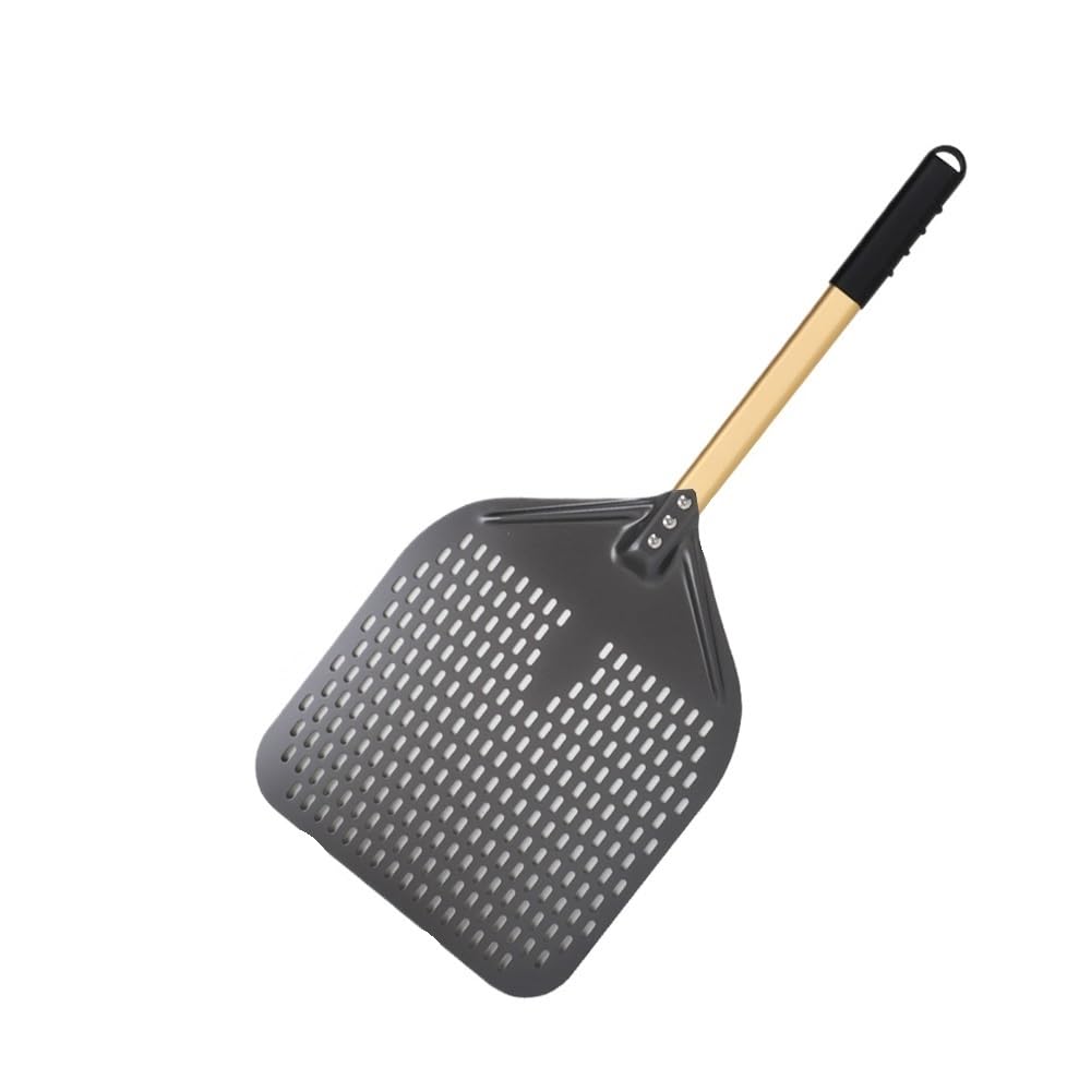 Pala Pizza Pala perforada for pizza de 10, 11, 12, 13 y 14 pulgadas, pala giratoria for horno, herramientas cocina antiadherentes for hornear(12 inch 70cm gold)