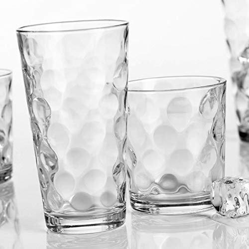 Home Essentials Galaxy Glassware Set (Clear, Set of 16-8 17 OZ & 8 13 OZ), Clear