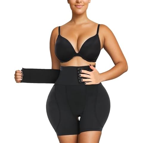 RIBIKA Womens Tummy Control Shapewear Buttocks Lifting Body Shaper High Waist Butt Lifter Panties Hip Padded Shorts Black Cover