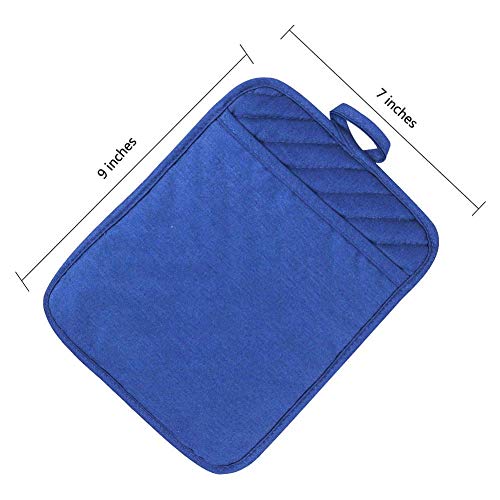 Anyi Pot Holders For Kitchen Heat Resistant, Cotton Hot Pads For Kitchen Counter Table, Blue Kitchen Pot Holders With Pocket #TOP6