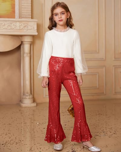 Image of GRACE KARIN Girls Sequin Pants Sparke Trouser Glitter Dance Bell Bottoms 5-14