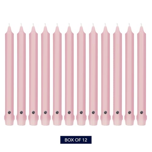 Image of Colonial Candle Unscented Taper Candle, Classic Collection, Persian Pink, 12 in, Pack of 12 - Up to 10 Hours Burn