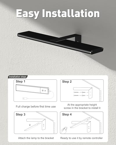 Image of Diomart 12 inch Picture Light for Wall, Wireless RGB Picture Light, Black