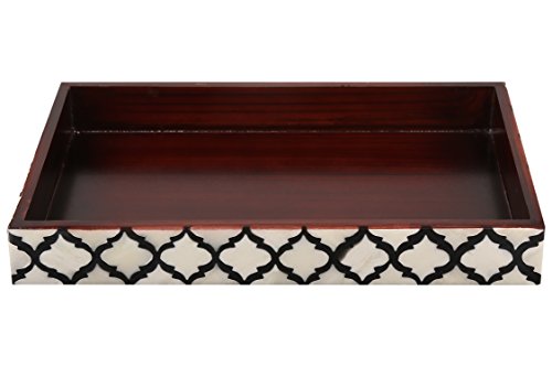 Decorative Guest Hand Towel Storage Tray Dispenser, Sturdy Holder For Disposable Paper Napkins - Bathroom Vanity Countertop Organization - 10X6 Inches, Black-White, Gifts For Mom #TOP1