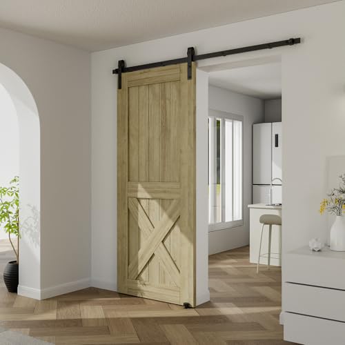 6.6FT-200cm Acciaio Binario per Porta Scorrevole Kit, CCJH Porte Scorrevoli Accessori, Con Senza Pugno Guida Porta Scorrevole Pavimento[Piccolo Rullo] - 4