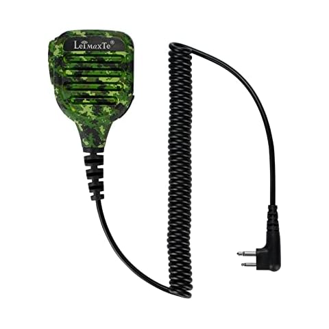 LEIMAXTE Two Way Radio Speaker Microphone Compatible with Motorola CP200,GP300,CLS1110,CLS1410 Waterproof IP56 Walkie Talkie with PTT and 3.5mm Jack-Camouflage Green Cover