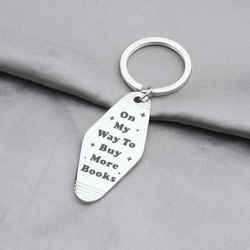 CENWA Bookish Book Lover Motel Keychain On My Way To Buy More Books Funny Gifts for Her Car Accessories3