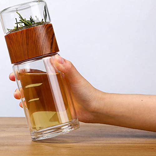 Yardwe Infusor de Chá de Vidro Copo de Chá Copo de Vidro de Alta Temperatura Garrafa de Chá Infusor