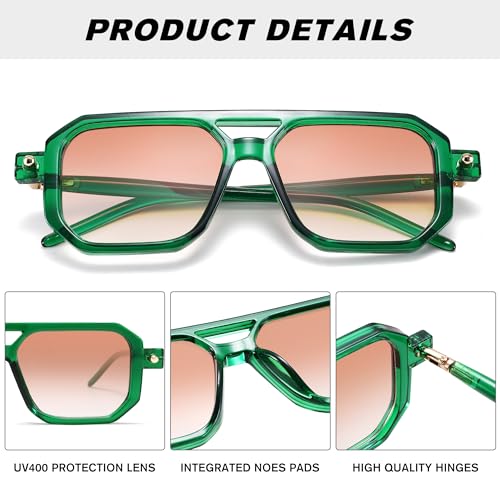 Hycredi Vintage 70s Flat Aviator Sunglasses Women Men Trendy Square Shades Retro Stylish UV400 Sun Glasses3