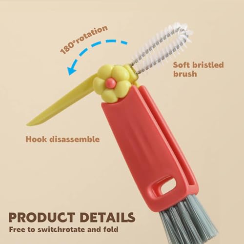Image of 3 in 1 Cup Lid Cleaning Brush, Multifunctional Cleaning Brush Portable Cup Lid Cleaner for Bottle Gap Tight Spaces Cup, Portable Cup Lid Cleaner, 1 Pcs Green