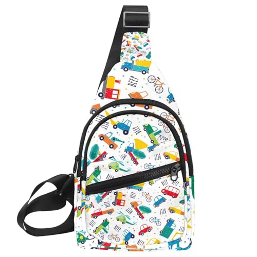 Sac de poitrine pour homme avec motif bus et avion multicolore de 30x18cm