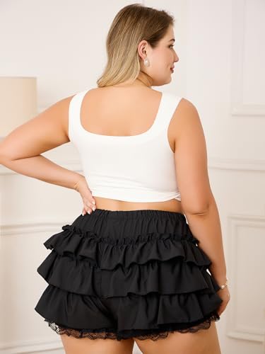 "Chic Plus Size Black Ruffle Shorts 1XL" - Image 2