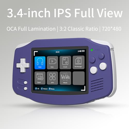 Image of RG34XX Retro Handheld Game Consoles Classic Retro Gaming Console 64G Card Preloaded Games 5000+ rg34xx Portable Gaming Console Linux 64-bit 3500mAh Battery WiFi Bluetooth HD and TV Output Indigo
