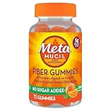 Metamucil Fiber Gummies for Adults, No Sugar Added Orange Flavor, 5g Plant Based Prebiotic Fiber Supplement Blend, 72 Count