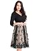 GRAPENT Women's Plus Size 3/4 Sleeve Surplice Sequin Mesh A Line Skater Dress Champagne Black 14W