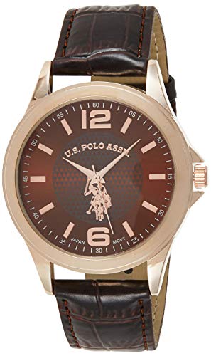 U.S. Polo Assn. Classic Men's USC50201 Rose Gold-Tone Watch with Brown Faux-Leather Band