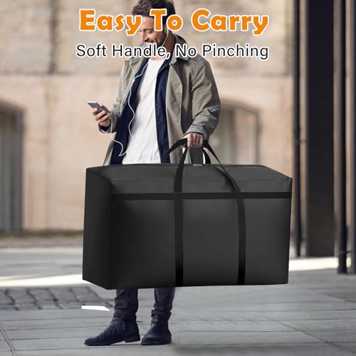 KOMABLEN 2 Stück 180L Aufbewahrungstasche für Bettdecken, 600D Oxford Umzugstaschen Bettwäsche Aufbewahrung, Wasserdicht Große Reisetasche mit Reißverschlüssen Griff Für Kleidung, Bettzeug, Decken