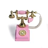 Dollhouse Telephone 1:12 Miniature Vintage Rotary Phone Model Desk Decoration Retro Mini Accessorries for Artificial House Living Room Scene (Pink)