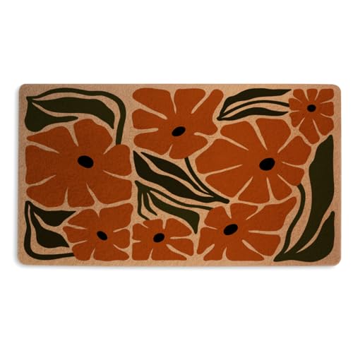 Boho Floral Door Mat 18x30 Inch, Floral Durable Welcome Mat