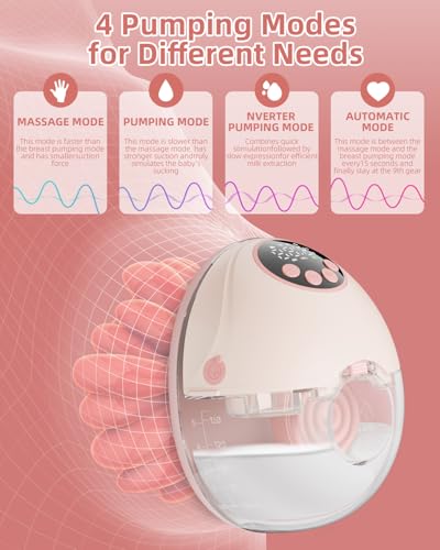 SeyYega Milchpumpe Elektrisch Tragbare, Elektrische Milchpumpe Handsfree 4 Modi 12 Stufen mit 17/19/21 mm komfortabler Flansch, Privat, mit Ersatzzubehör im Lieferumfang Rosa (2 Packs)