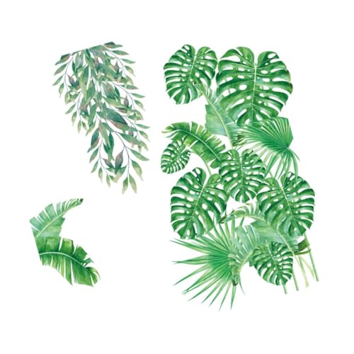 SHINEOFI 2pezzi Adesivo Da Parete Foglie Verdi Adesivo Autoadesivo Per Camera Da Letto Decorazione Parete Piante Sfondo Pvc