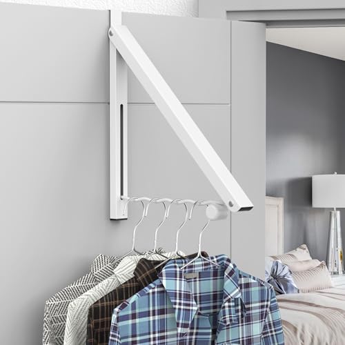 Image of Hleelomi Clothes Drying Rack for Laundry Room Organization,Foldable Over The Door Drying Racks for Saving Space, 1 Hanger White