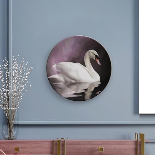 Plato decorativo de cerámica Bone China White Swan 7 pulg miniatura 5