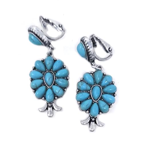 Emulily Western Squash Blossom Clip-On Earrings Navajo