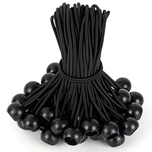 Akicderu Spanngummis mit Kugel Schwarz 15cm, 50 Stück