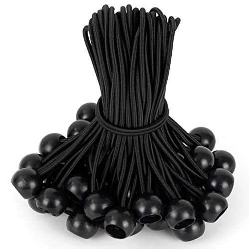 Akicderu Spanngummis mit Kugel 15cm Gummispanner mit Kugel 50 Stück Planenspanner mit Kugel Zeltgummis Expanderschlingen Gummischlaufen für Planen Zelt Banner Netz Pavillions (Schwarz 15cm 50)
