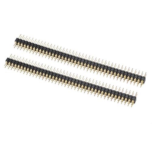 PATIKIL Rond Broche En-tête Double Rangée 40P 2.54mm Pas Doré Plaqué pour PCB Paquet de 2