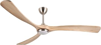 Ovlaim 183cm Wood Smart DC Ceiling Fan Dimmable LED Alexa Google Compatible | 3 Wood Blades, 3CCT Dimmable LED, 6-Speed Timer, Dual Downrods, Reversible Quiet DC, App/Voice/Remote, Indoor Large Room Use [Energy Class F]