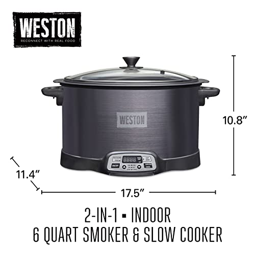 WESTON BRANDS 2-in-1 Indoor Electric Smoker & Programmable Slow Cooker, 6 Quart, With 3-Tier Smoking Rack for Meat, Cheese and More, Dishwasher Safe Crock, Temperature Probe, Black (03-2500-W) by Weston - Image 8