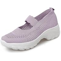 YOUNIFIZ Women's Knitting Platform Wedge Walking Shoes