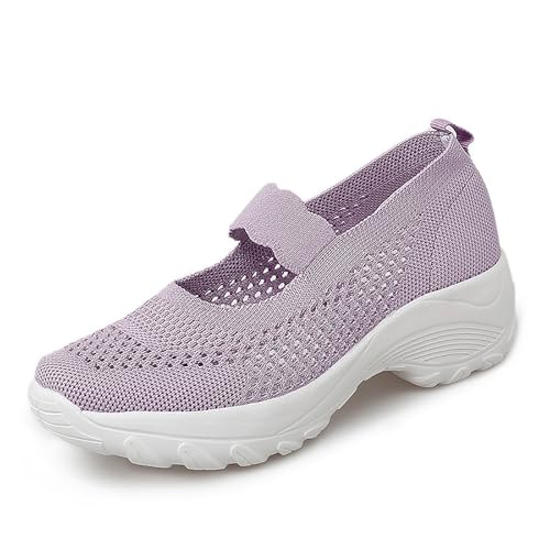 Women's Knitting Platform Wedge Walking Shoes