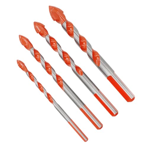 DECOMELODY DIY Ceramic Glass Hole Opener 4pcs Triangle Drill Bits Carbide Tip Handle Drill Tool for Hand