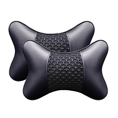 JforSJizT 2pcs Car Seat Neck Support Pillow,PU Soft Leather +
